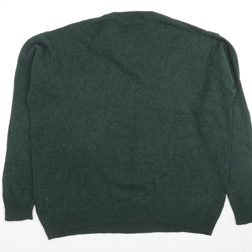 EWM Womens Green V-Neck Wool Pullover Jumper Size 2XL
