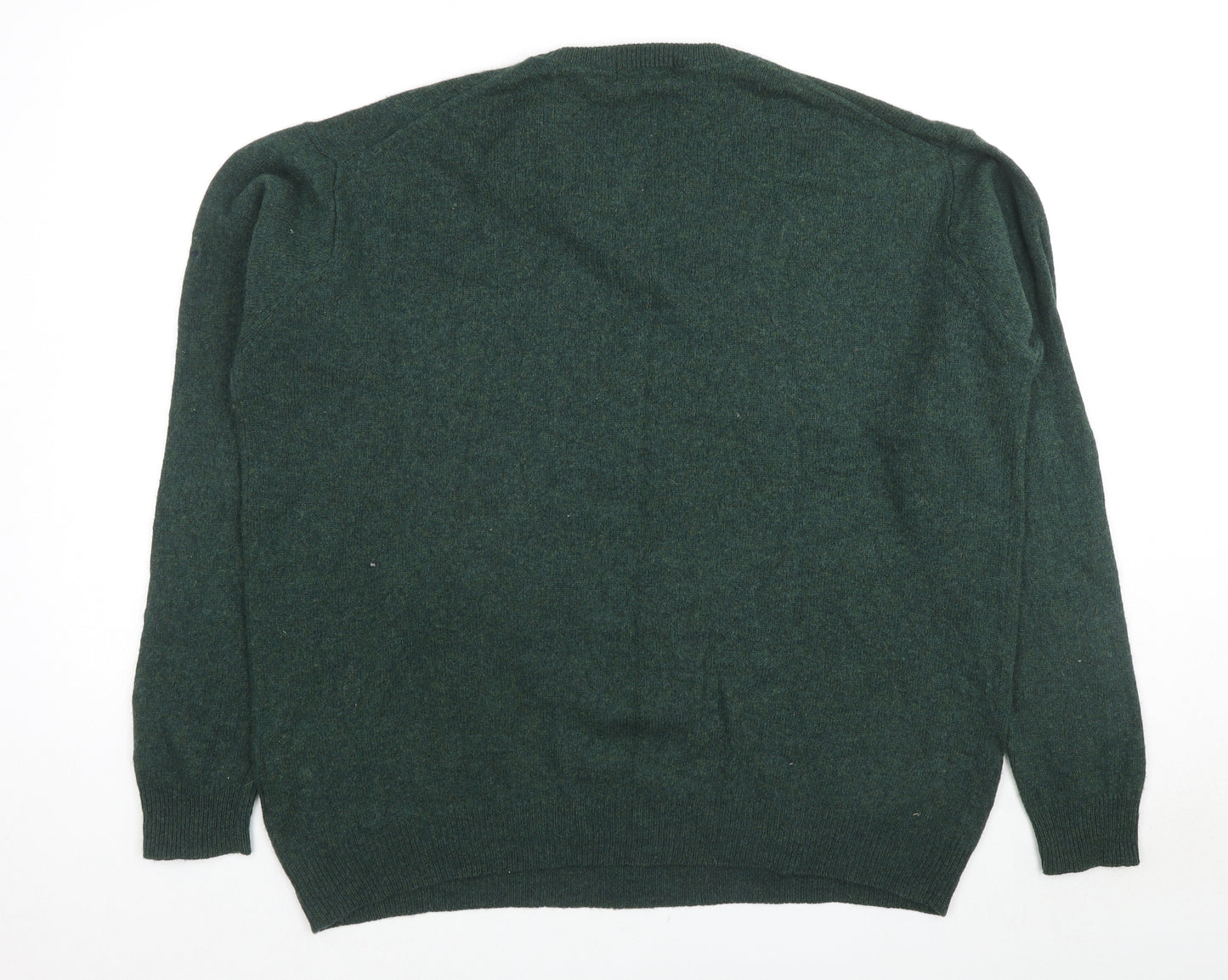 EWM Womens Green V-Neck Wool Pullover Jumper Size 2XL