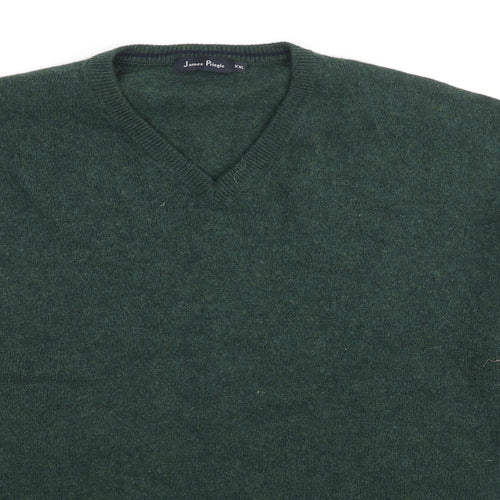 EWM Womens Green V-Neck Wool Pullover Jumper Size 2XL