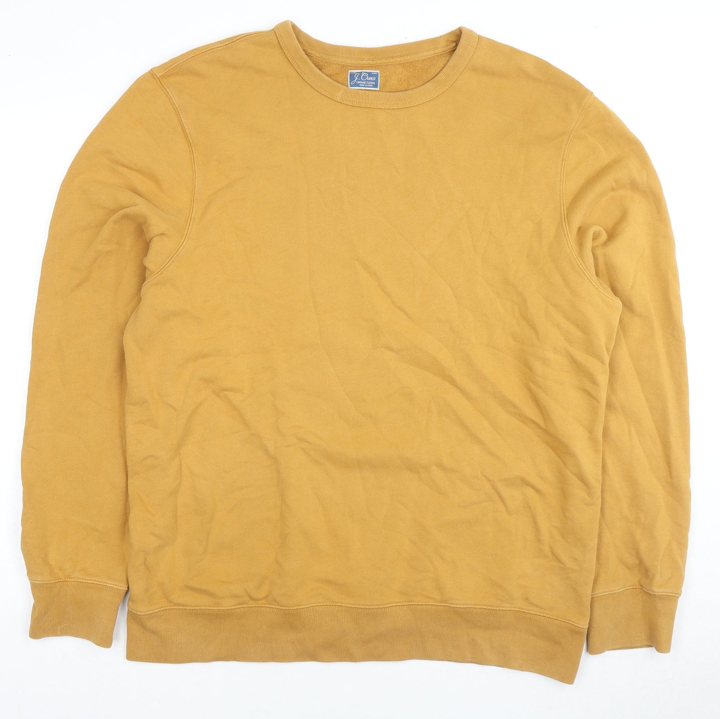 J.CREW Mens Yellow Cotton Pullover Sweatshirt Size XL
