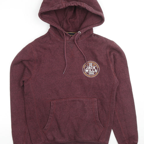 Jack Wills Mens Red Cotton Pullover Hoodie Size XS - Logo
