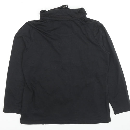 C&A Womens Black Cotton Full Zip Sweatshirt Size M Zip - Jeweled Detail