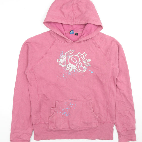 Fox Riders Co. Womens Pink Cotton Pullover Hoodie Size L Pullover - Logo