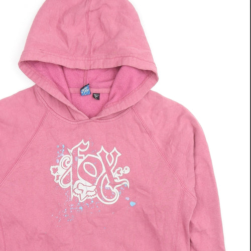 Fox Riders Co. Womens Pink Cotton Pullover Hoodie Size L Pullover - Logo