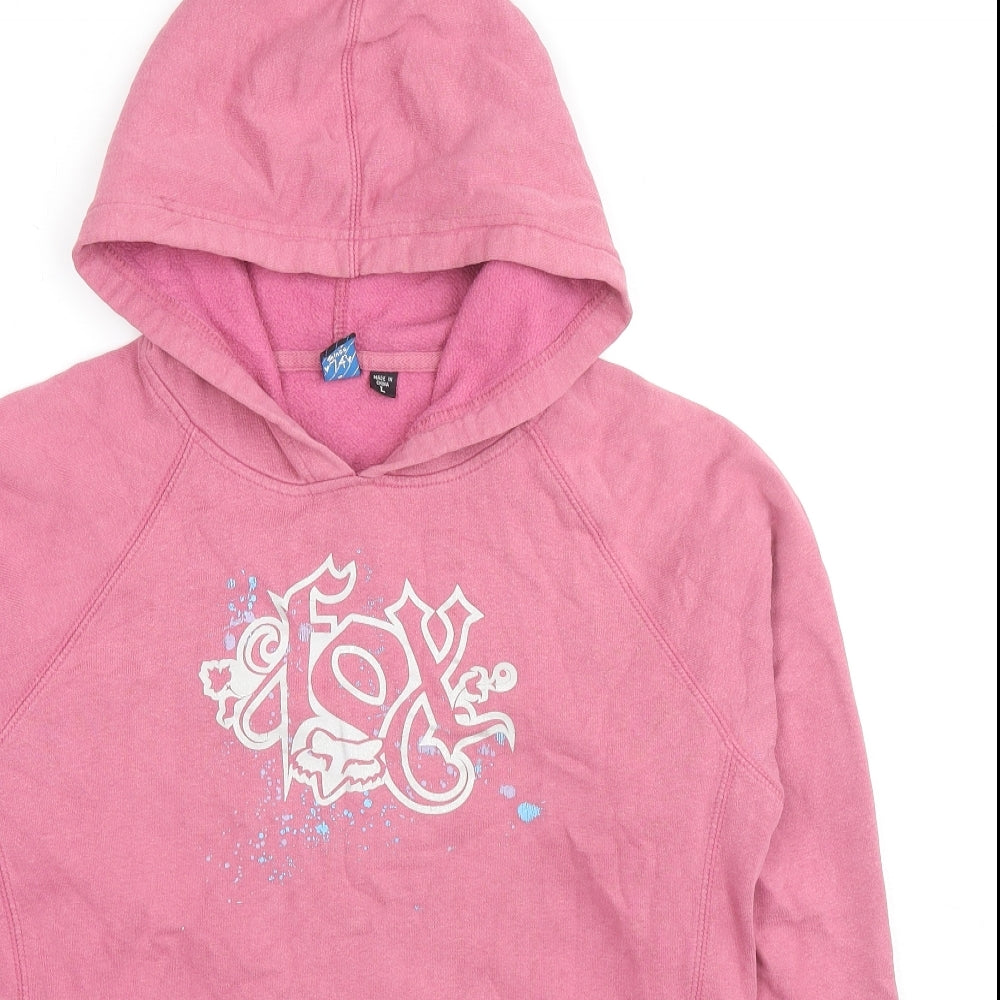 Fox Riders Co. Womens Pink Cotton Pullover Hoodie Size L Pullover - Logo