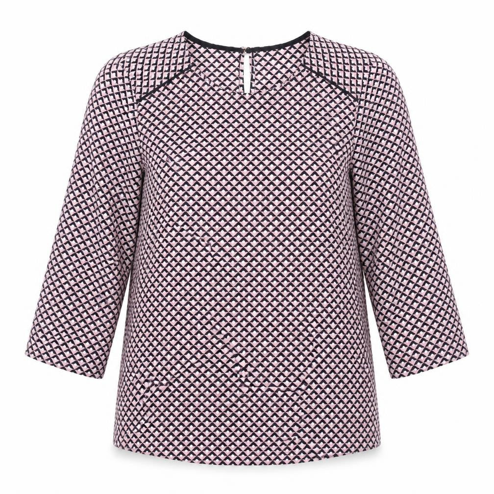 Dunnes Womens Pink Geometric Polyester Basic Blouse Size S Round Neck