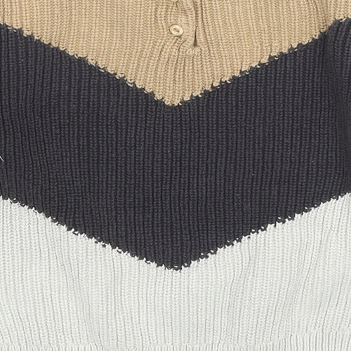 H&M Boys Multicoloured Round Neck Colourblock Cotton Pullover Jumper Size 2-3 Years Button