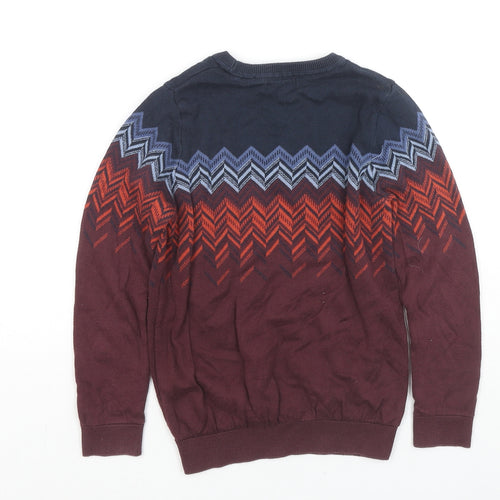 Autograph Boys Brown Round Neck Fair Isle Cotton Pullover Jumper Size 7-8 Years Pullover