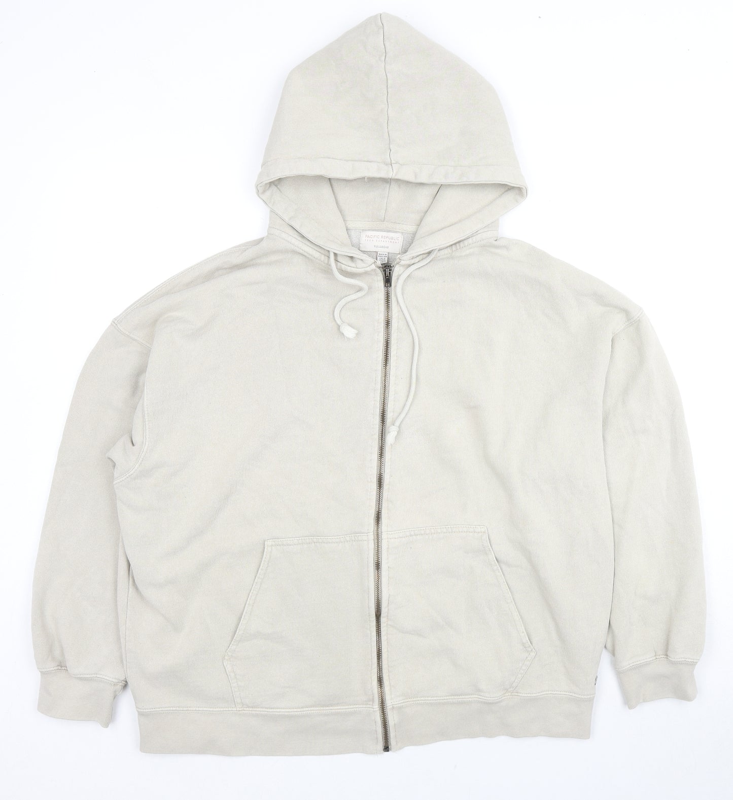 Pull&Bear Mens Beige Cotton Full Zip Hoodie Size M