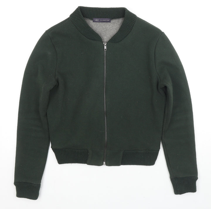 Marks and Spencer Womens Green Polyester Full Zip Hoodie Size S Pullover