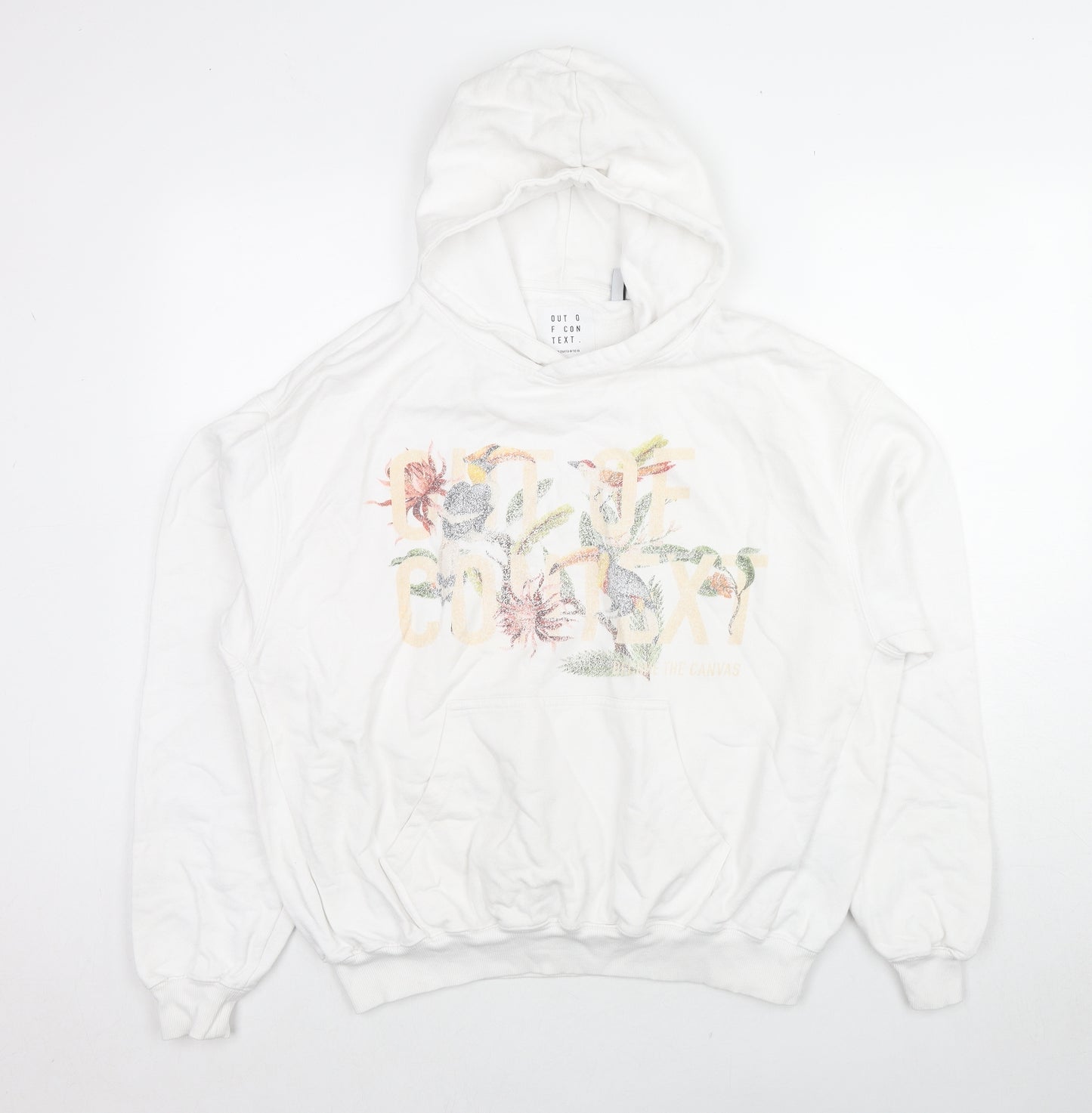 Out Of Context Womens White Cotton Pullover Sweatshirt Size M Pullover - Floral Logo