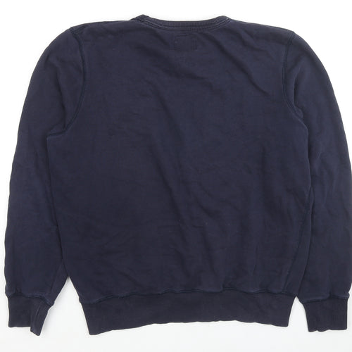 Duffer Mens Blue Cotton Pullover Hoodie Size L - Logo