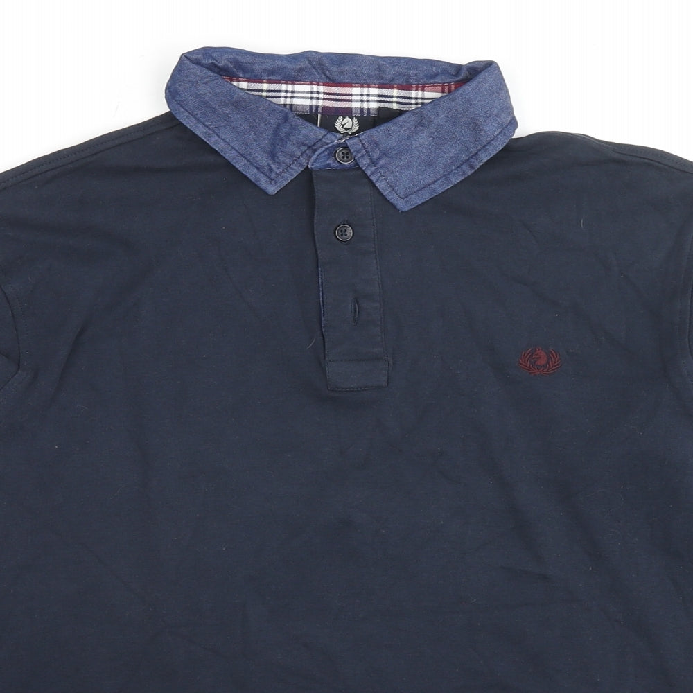 Ascot Mens Blue Cotton Polo Size M Collared Pullover - Logo