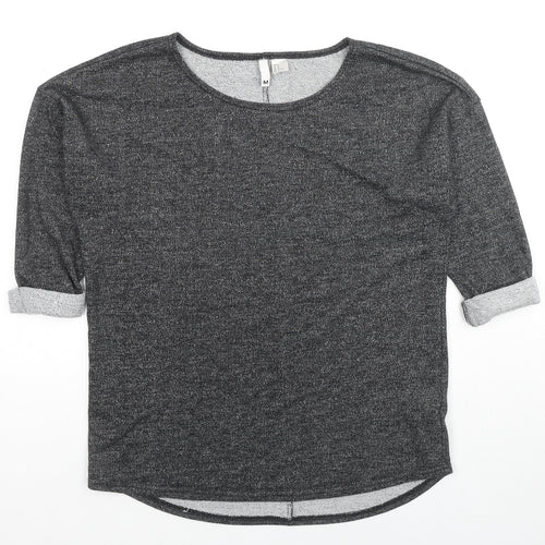 H&M Womens Grey Scoop Neck Polyester Pullover Jumper Size M