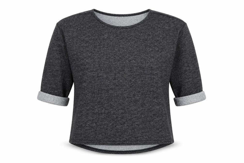 Front view of H&M women’s grey scoop neck polyester jumper, size M