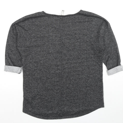 H&M Womens Grey Scoop Neck Polyester Pullover Jumper Size M