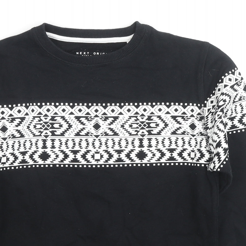 NEXT Boys Black Fair Isle Cotton Pullover Sweatshirt Size 9 Years Pullover
