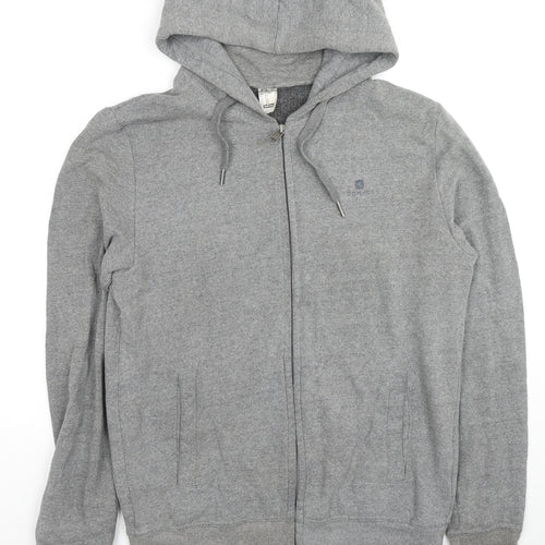DOMYOS Womens Grey Cotton Full Zip Hoodie Size M Zip - Logo