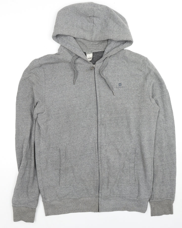 DOMYOS Womens Grey Cotton Full Zip Hoodie Size M Zip - Logo