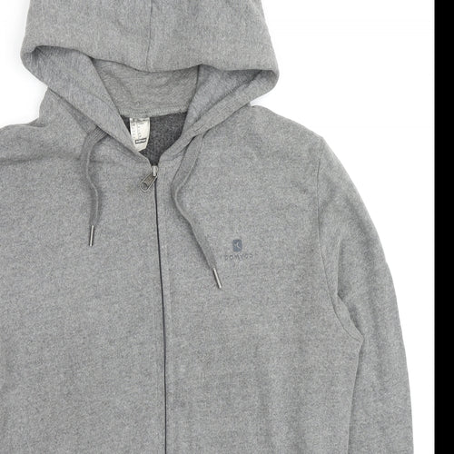 DOMYOS Womens Grey Cotton Full Zip Hoodie Size M Zip - Logo