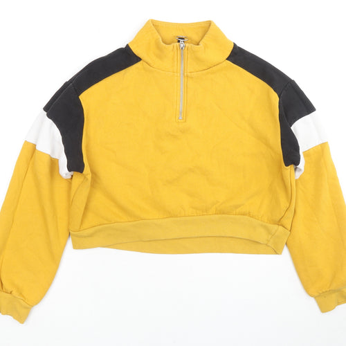 Divided by H&M Womens Yellow Colourblock Cotton Pullover Sweatshirt Size S Pullover