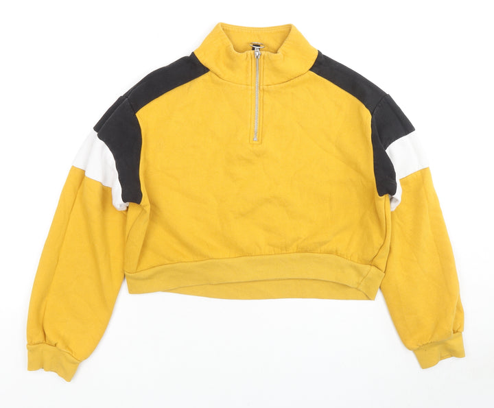 Divided by H&M Womens Yellow Colourblock Cotton Pullover Sweatshirt Size S Pullover