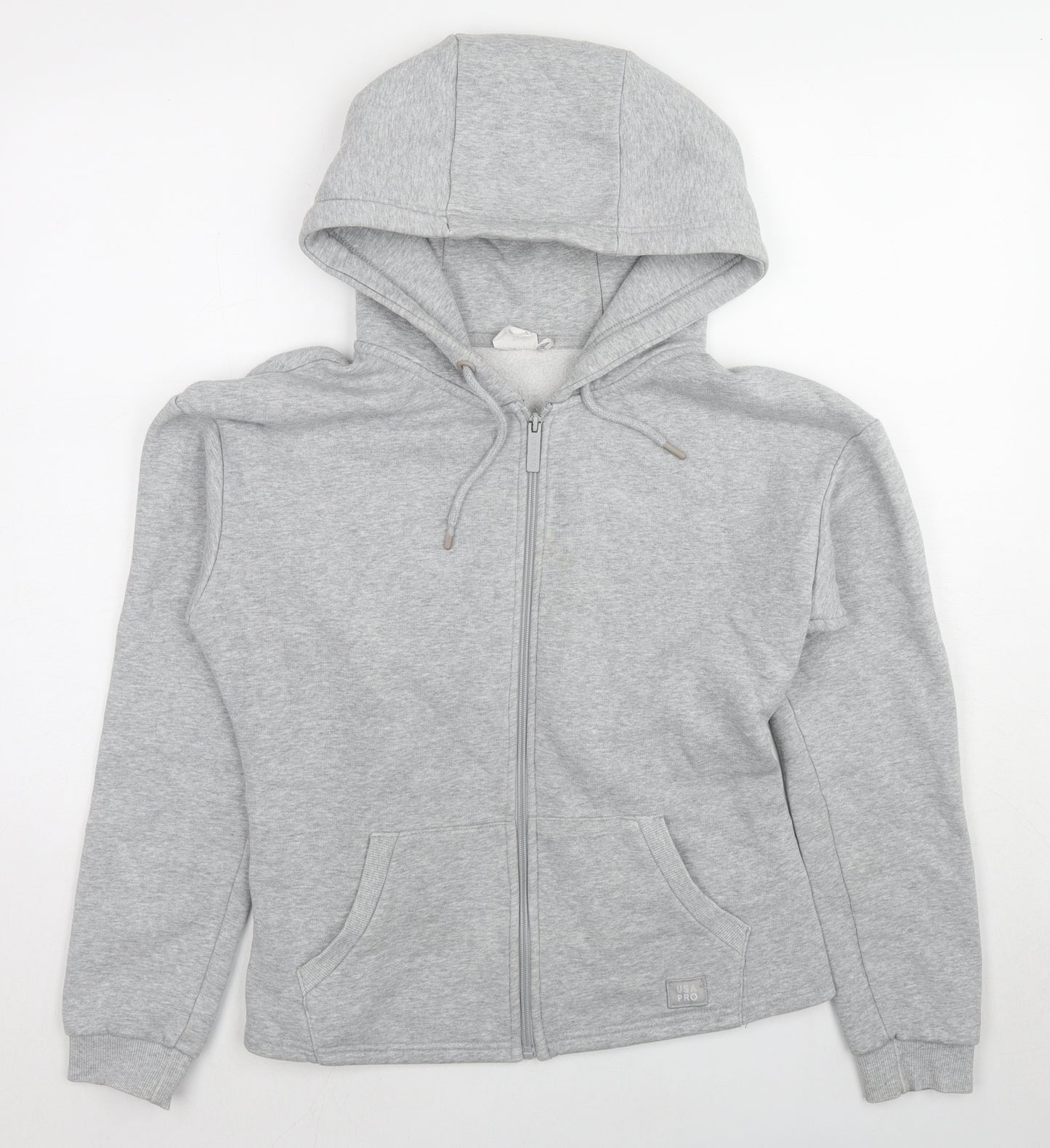 USA Pro Womens Grey Cotton Full Zip Hoodie Size 14 Zip