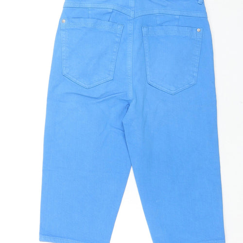 Marks and Spencer Womens Blue Cotton Basic Shorts Size 6 L14 in Regular Zip