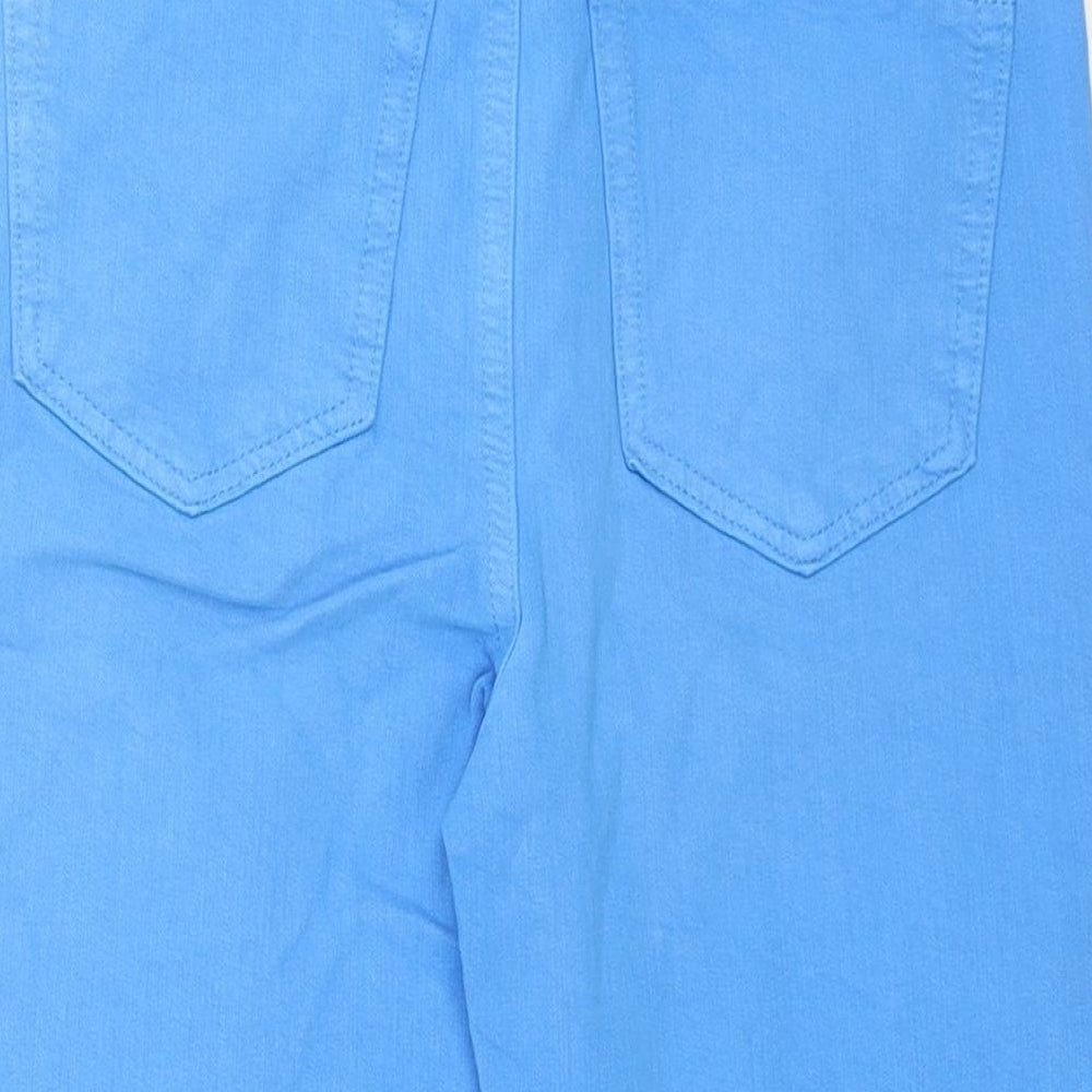Marks and Spencer Womens Blue Cotton Basic Shorts Size 6 L14 in Regular Zip