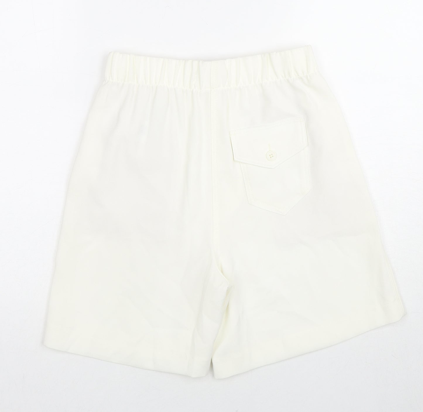 Marks and Spencer Womens White Polyester Chino Shorts Size 6 L7 in Regular Zip