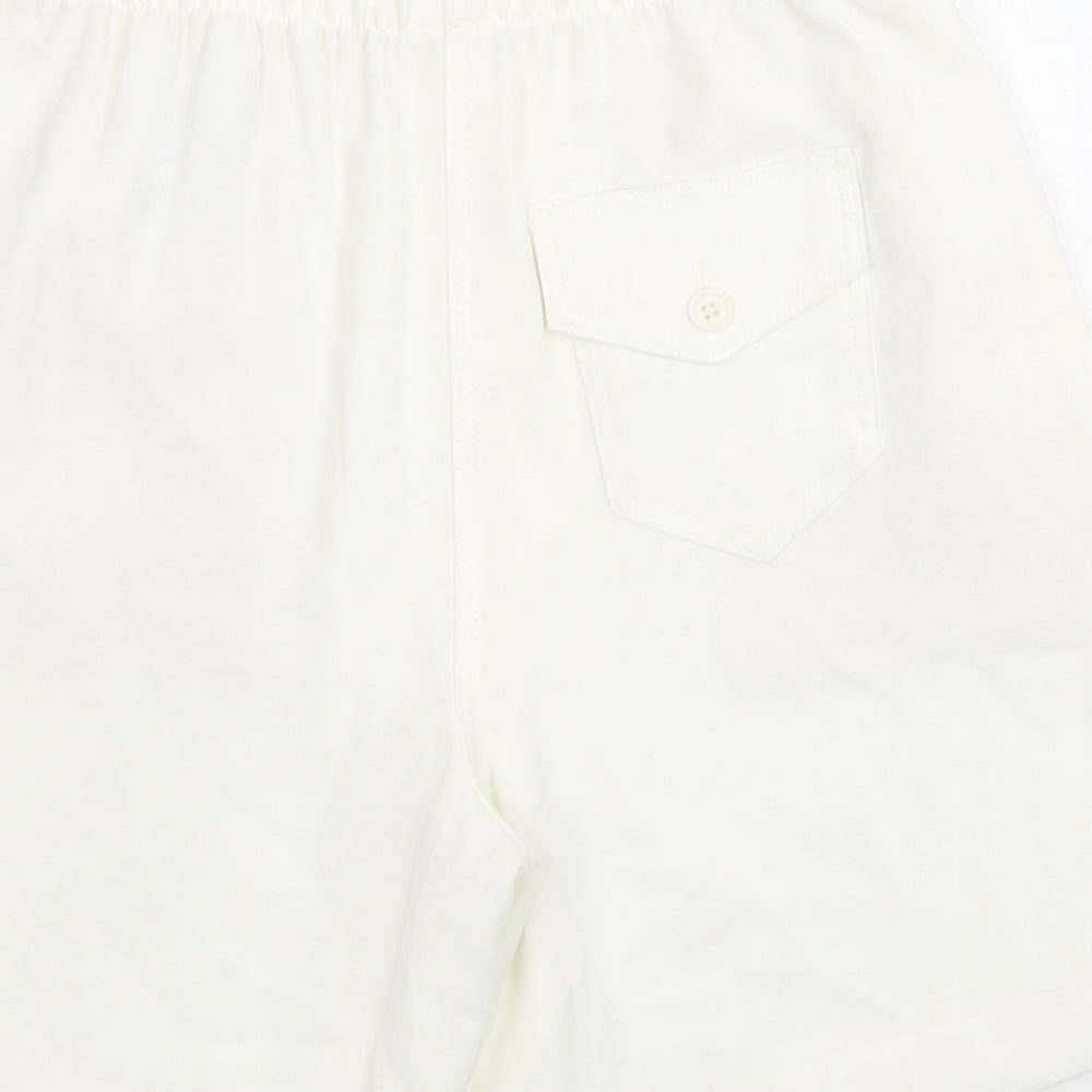 Marks and Spencer Womens White Polyester Chino Shorts Size 6 L7 in Regular Zip