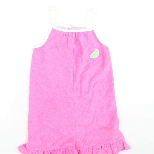 Marks and Spencer Girls Pink Cotton Playsuit One-Piece Size 4-5 Years Pullover - Fruit Wedge