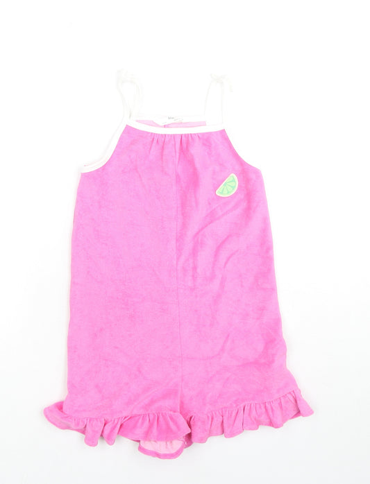 Marks and Spencer Girls Pink Cotton Playsuit One-Piece Size 4-5 Years Pullover - Fruit Wedge