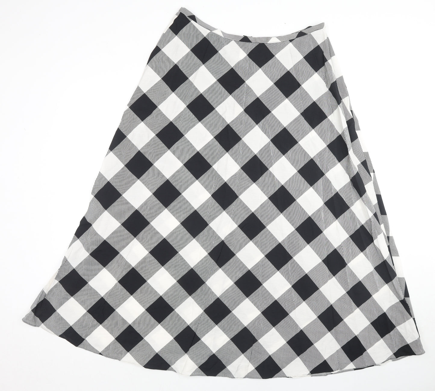 Marks and Spencer Womens Black Check Viscose Maxi Skirt Size 16 Zip