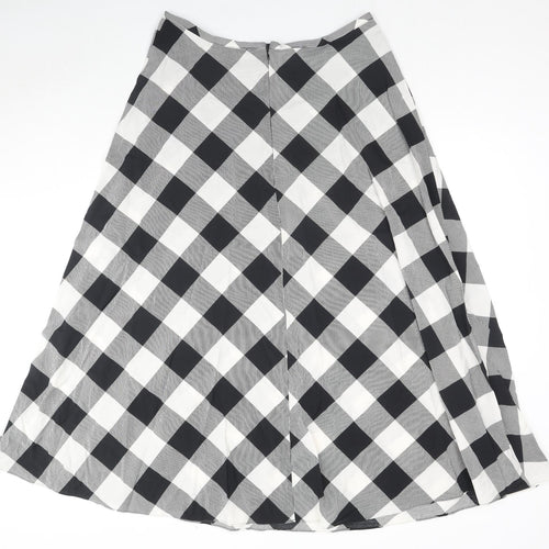 Marks and Spencer Womens Black Check Viscose Maxi Skirt Size 16 Zip