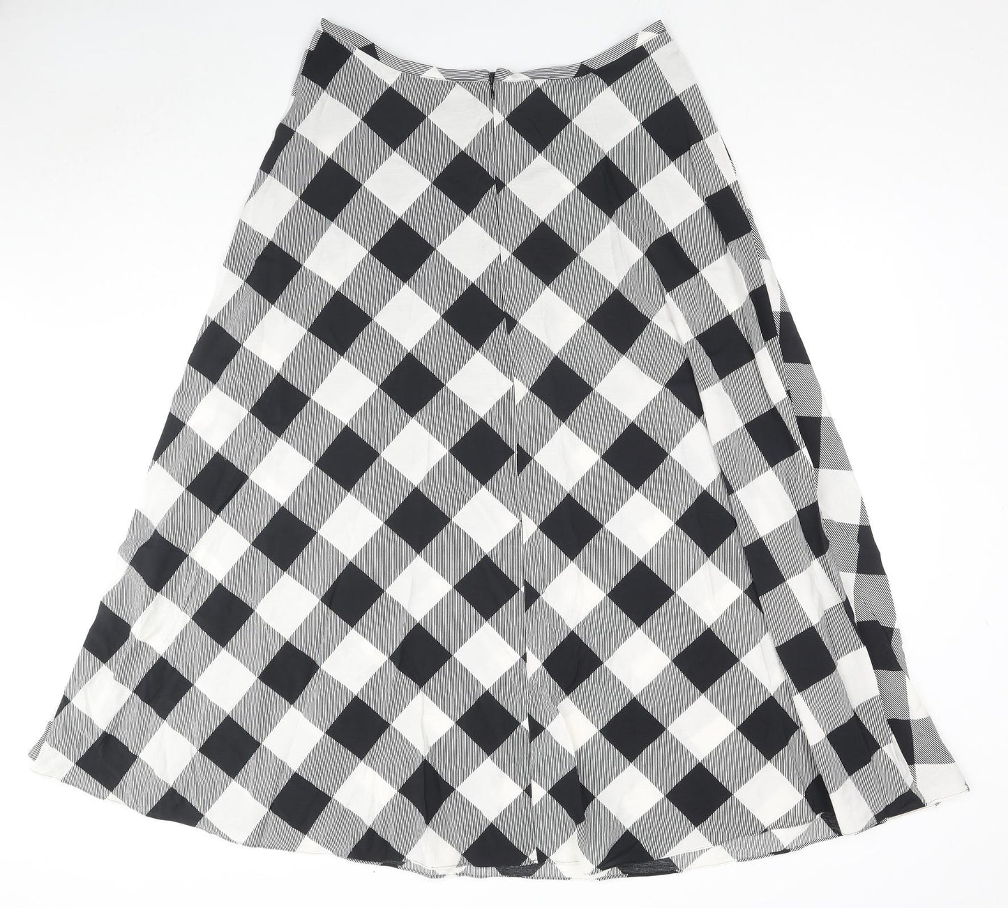 Marks and Spencer Womens Black Check Viscose Maxi Skirt Size 16 Zip