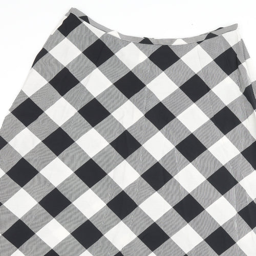 Marks and Spencer Womens Black Check Viscose Maxi Skirt Size 16 Zip