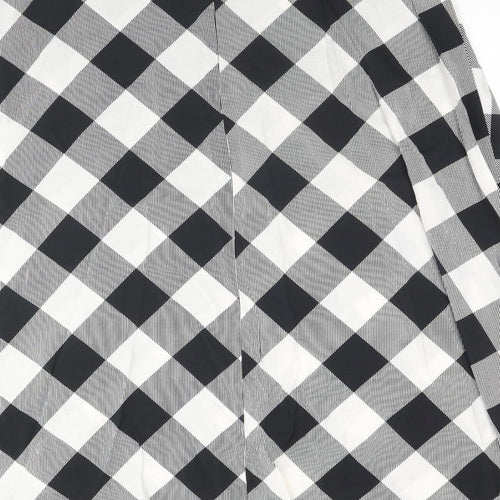 Marks and Spencer Womens Black Check Viscose Maxi Skirt Size 16 Zip