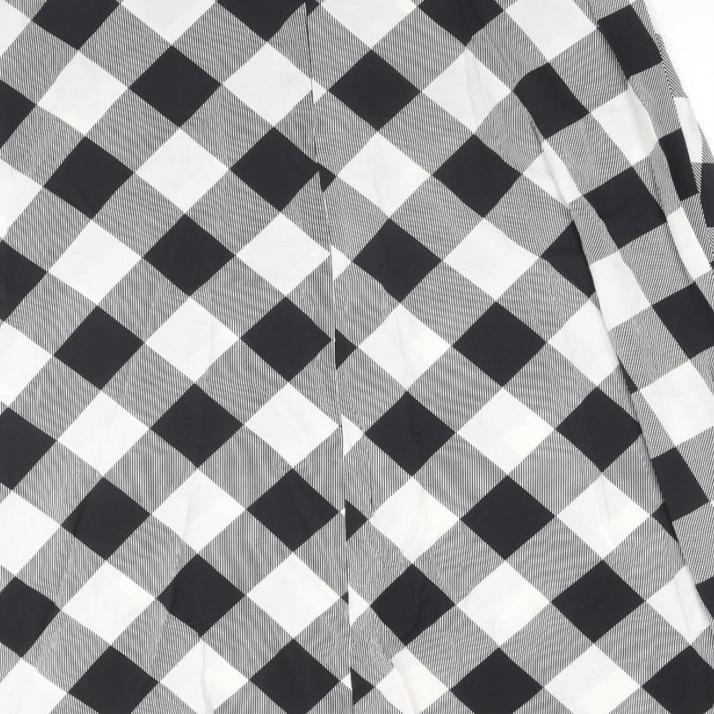 Marks and Spencer Womens Black Check Viscose Maxi Skirt Size 16 Zip