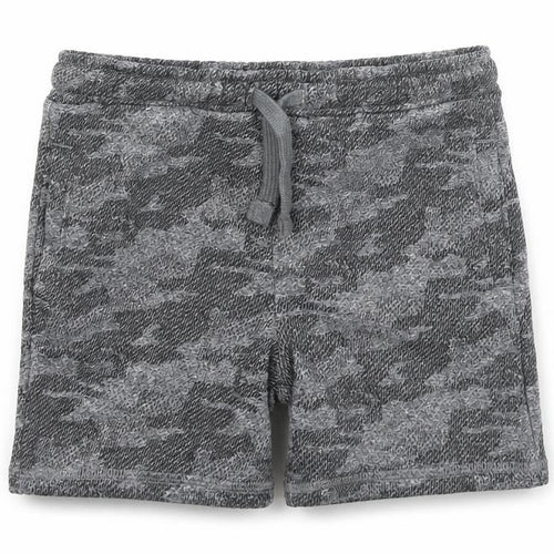 Marks and Spencer Boys Grey Camouflage Cotton Sweat Shorts Size 4-5 Years Regular Drawstring