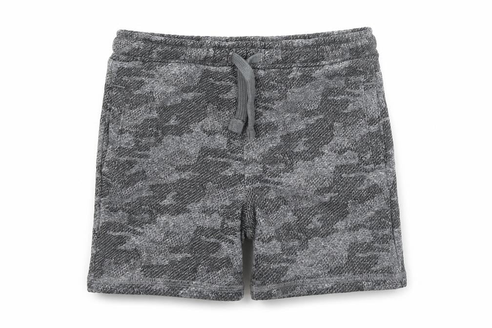 Marks and Spencer Boys Grey Camouflage Cotton Sweat Shorts Size 4-5 Years Regular Drawstring