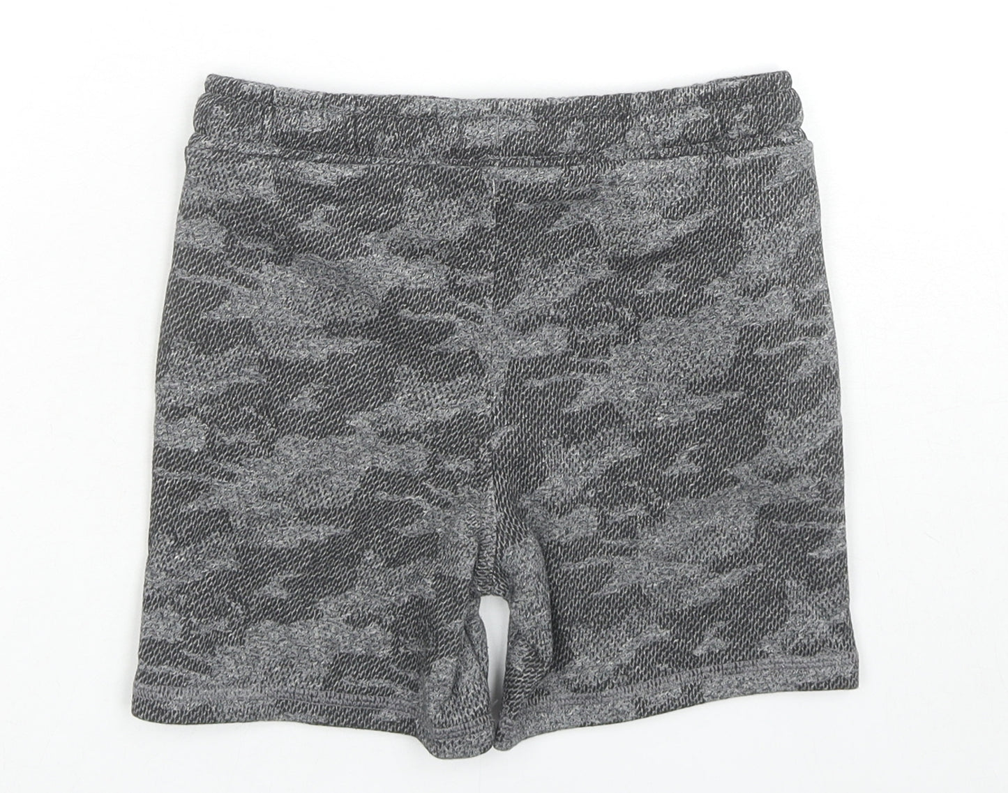 Marks and Spencer Boys Grey Camouflage Cotton Sweat Shorts Size 4-5 Years Regular Drawstring