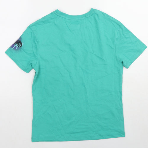 Marks and Spencer Boys Green Cotton Basic T-Shirt Size 9-10 Years Round Neck Pullover - Marvel Avengers Hulk