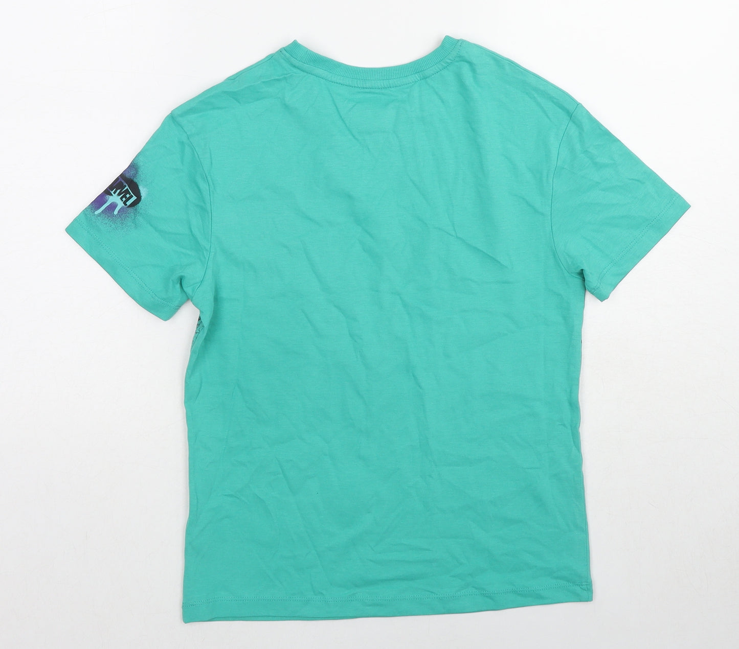 Marks and Spencer Boys Green Cotton Basic T-Shirt Size 9-10 Years Round Neck Pullover - Marvel Avengers Hulk
