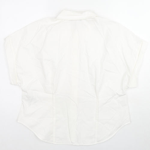 Marks and Spencer Womens White Cotton Basic Button-Up Size 16 Collared