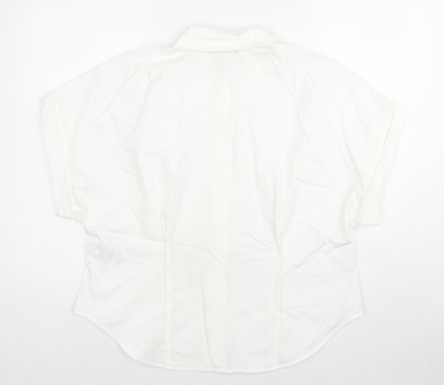 Marks and Spencer Womens White Cotton Basic Button-Up Size 16 Collared