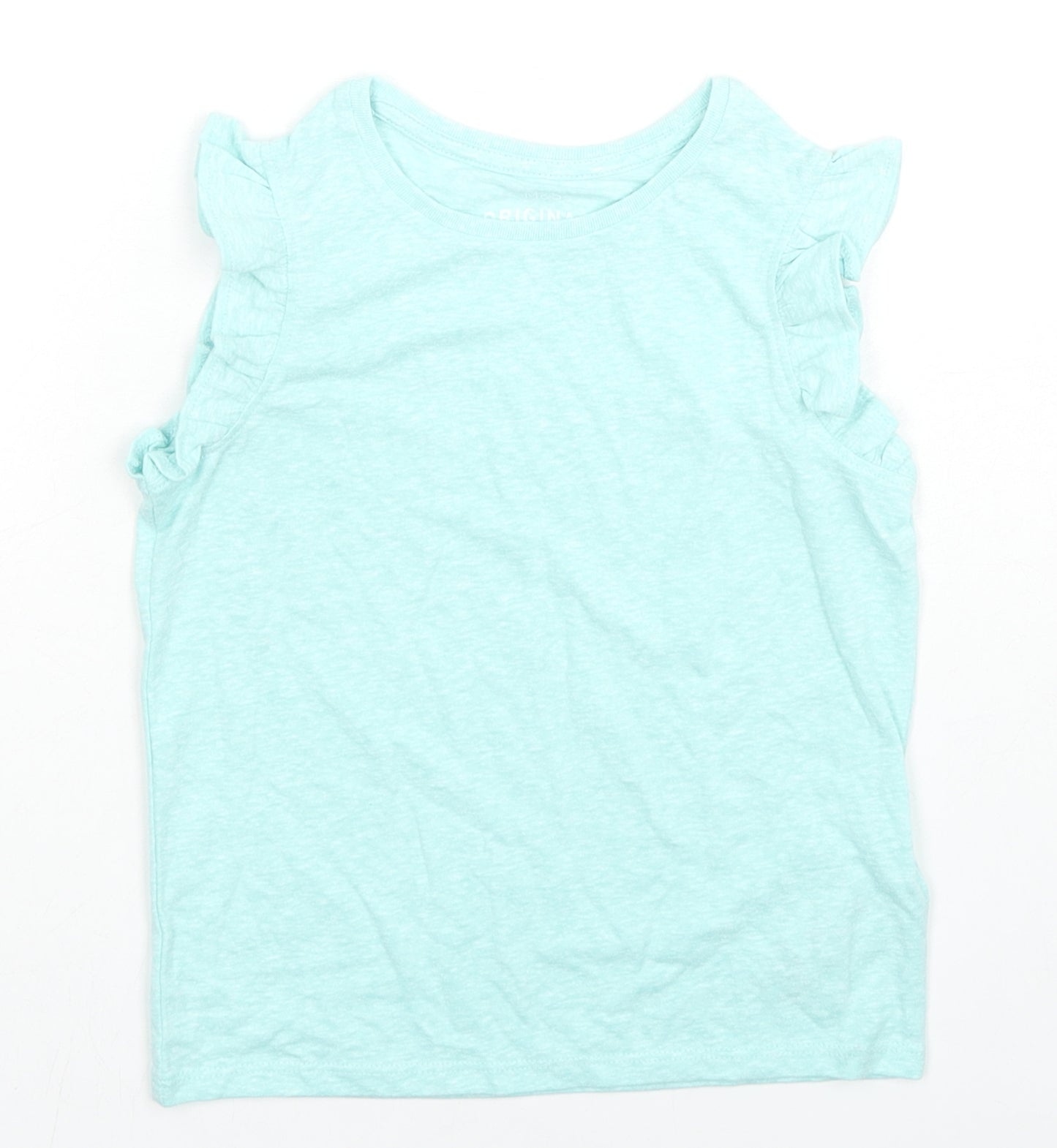 Marks and Spencer Girls Blue Polyester Basic Tank Size 5-6 Years Round Neck Pullover