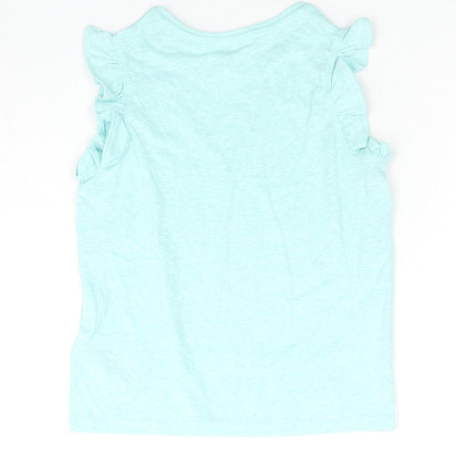 Marks and Spencer Girls Blue Polyester Basic Tank Size 5-6 Years Round Neck Pullover