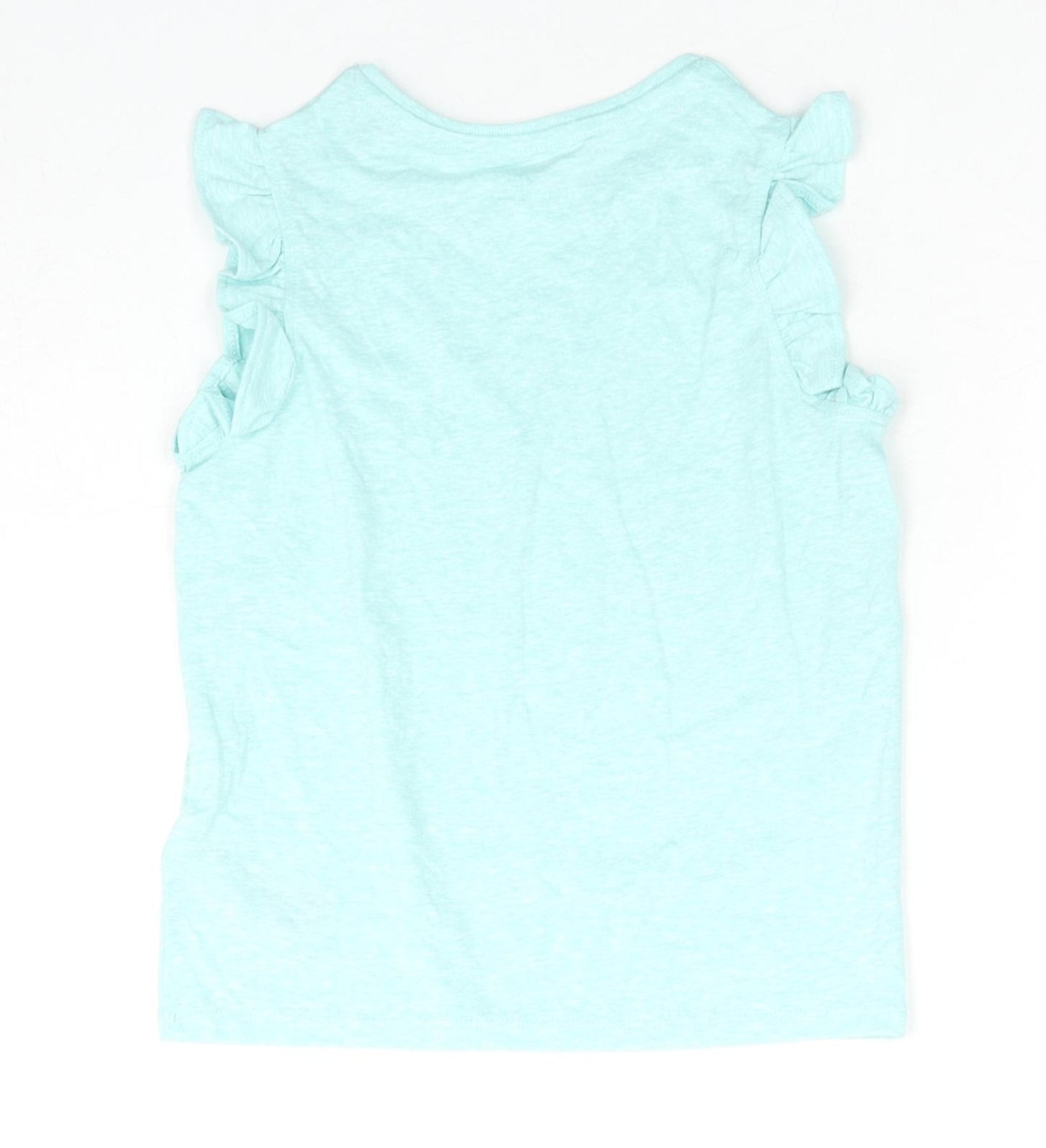 Marks and Spencer Girls Blue Polyester Basic Tank Size 5-6 Years Round Neck Pullover
