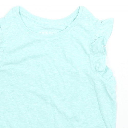Marks and Spencer Girls Blue Polyester Basic Tank Size 5-6 Years Round Neck Pullover